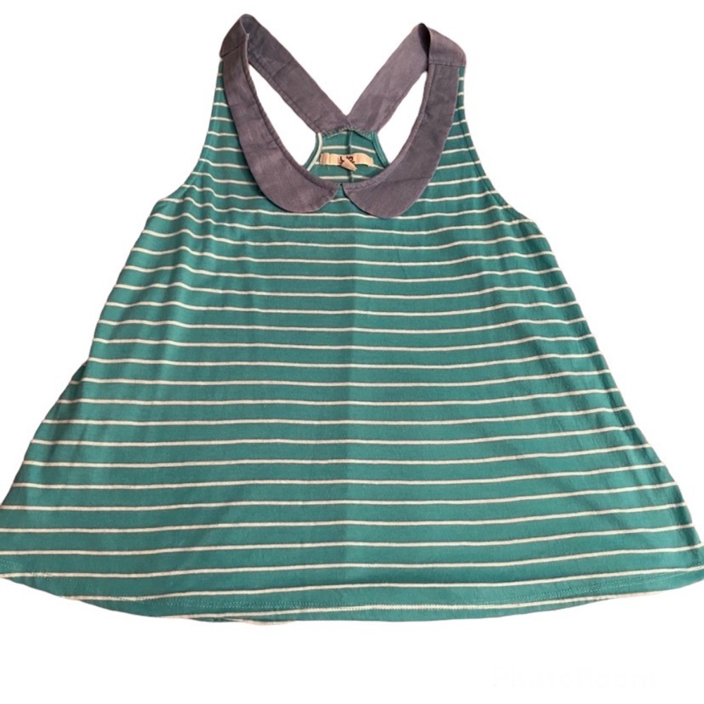 ModCloth blue striped racerback chambray tank Small